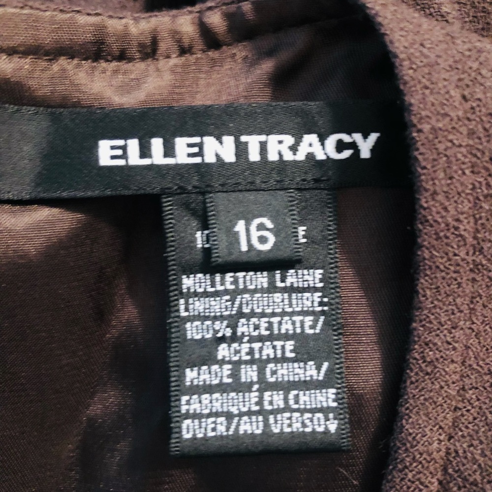 Ellen Tracy Wool fleece pleated front sleeveless dress pockets 16 - Picture 3 of 16